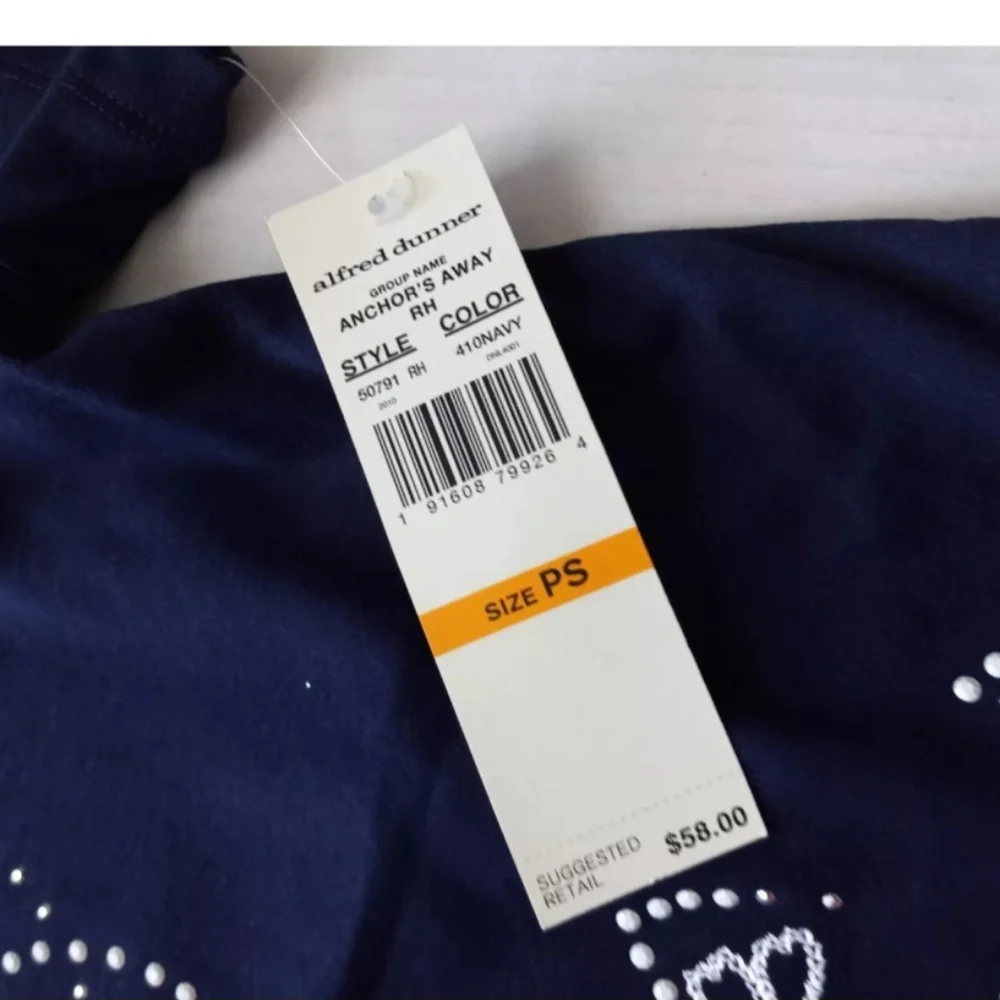 Alfred Dunner Size PS Navy Anchors Away Short Sleeve Top $22 - Picture 7 of 7